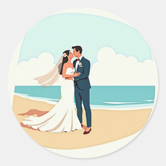 Elegante Beach Kus Sticker (Voorkant)