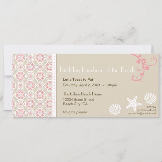 Elegante Beach Pattern Party uitnodiging (Voorkant)