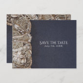 Elegante Beach Puka Shells Trouw Save the Date Aankondigingskaart (Voorkant / Achterkant)