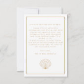 Elegante Beach Seashell Beige bruiloft Bedankkaart (Achterkant)