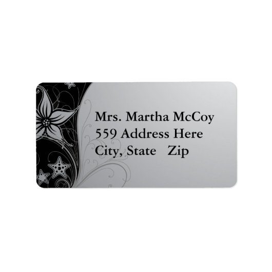 Elegante Beach Starfish & Stargazer Lilly Labels (Voorkant)