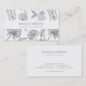 Elegante Beauty Blauw Bloemen Patroon Cosmetologis Visitekaartje (Voorkant / Achterkant)