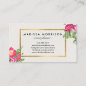 Elegante Beauty Florals  Wit en Faux Gold Visitekaartje (Achterkant)