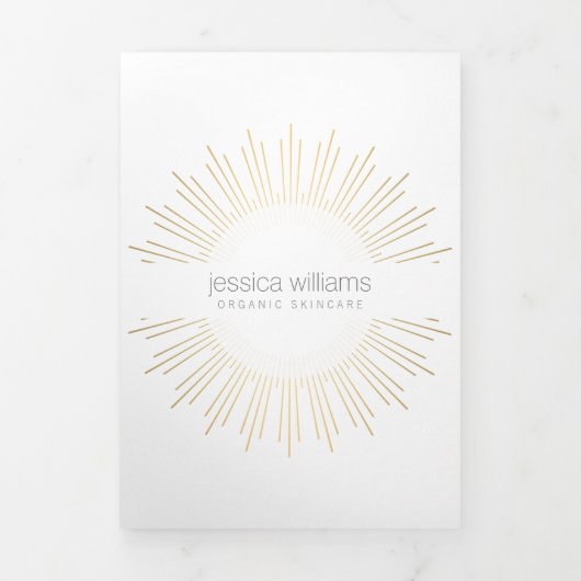 Elegante Beauty Gold Sunburst Brochure Drieluik Kaart (Cover)