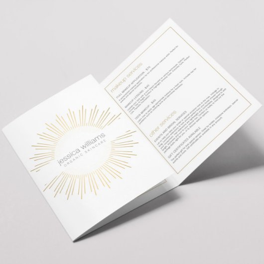 Elegante Beauty Gold Sunburst Brochure Drieluik Kaart