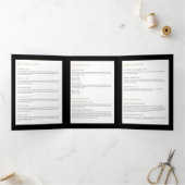 Elegante Beauty Gold Sunburst Zwarte Brochure Drieluik Kaart (Binnen)