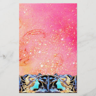 ELEGANTE BEAUTY/LADY MET BLAUW BOW, STROMEN IN PIN BRIEFPAPIER