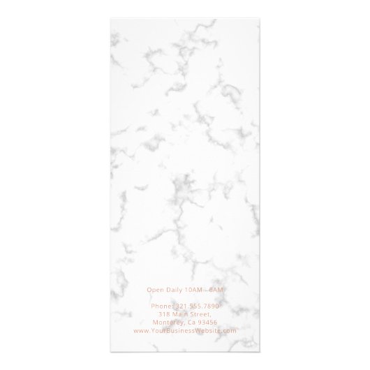 Elegante Beauty Salon Prijslijst Roze Goud Marmer Reclamekaart (Achterkant)