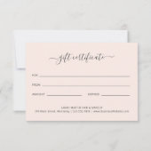 Elegante Beauty Salon Roze Roze Cadeaubon (Achterkant)