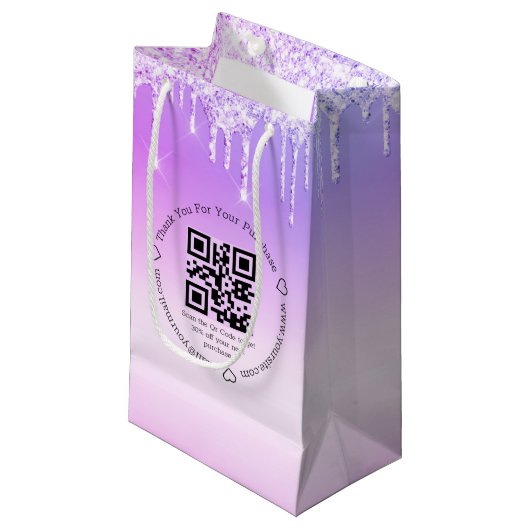 elegante bedank business qr code roze druipend klein cadeauzakje (Voorkant Gekanteld)