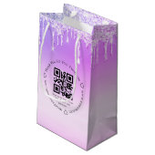 elegante bedank business qr code roze druipend klein cadeauzakje (Achterkant Gekanteld)