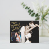 Elegante Bedank Foto Bruiloft Briefkaart (Staand voorkant)
