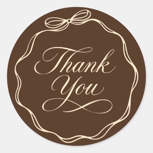 Elegante Bedank Sticker Calligrafie Boog Frame (Voorkant)