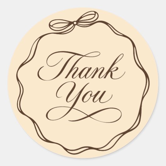 Elegante Bedank Sticker Calligrafie Boog Frame (Voorkant)