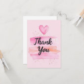 Elegante bedankboodschap met Waterverf hart Kaart (Voorkant / Achterkant in situ)