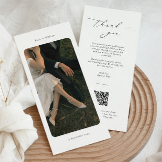Elegante bedankkaart met QR-code en foto