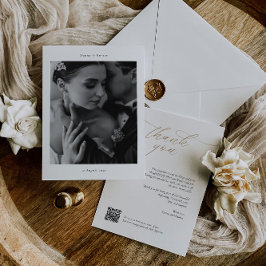 Elegante bedankkaart met QR-code en foto Kaart