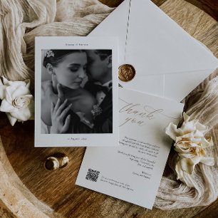 Elegante bedankkaart met QR-code en foto Kaart