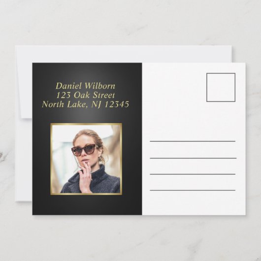 Elegante bedankkaart met zwarte goudkleur en op ma (Achterkant)