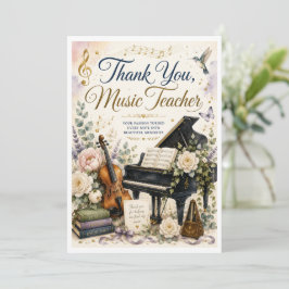 Elegante Bedankkaart Muziekleraar Watercolor