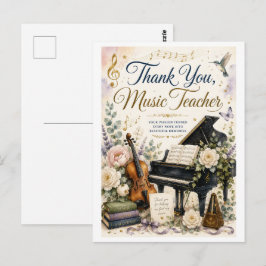 Elegante Bedankkaart Muziekleraar Watercolor Briefkaart