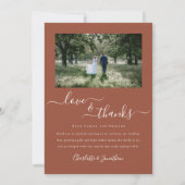 Elegante Bedankt bruiloft 2 foto Terracotta (Achterkant)