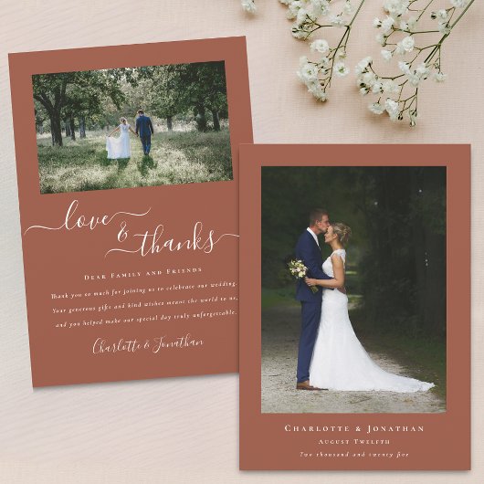 Elegante Bedankt bruiloft 2 foto Terracotta