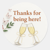 Elegante Bedankt Champagne Sticker (Voorkant)
