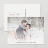 Elegante Bedankt | Faux Roos Gold met trouwfoto Briefkaart (Voorkant / Achterkant)