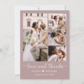 Elegante Bedankt Mauve Vijf foto collage bruiloft (Voorkant)