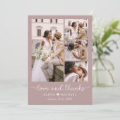 Elegante Bedankt Mauve Vijf foto collage bruiloft (Staand voorkant)