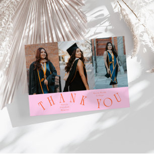 Elegante Bedankt Typografie Grad Foto Oranje Aankondiging