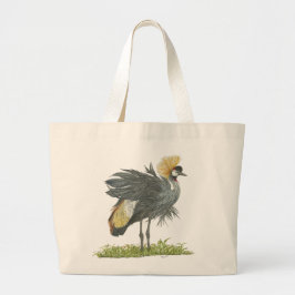Elegante bedreigde grijze gekroonde kraan grote tote bag