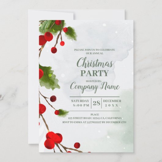 Elegante bedrijfs cocktail kerstfeest kaart (Voorkant)