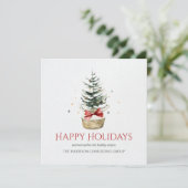 Elegante Bedrijfslogo QR-code Waterverf Kerstmis Feestdagenkaart (Staand voorkant)