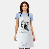 Elegante bedrijfsnaam Hair Stylist Salon Schort (Gedragen)