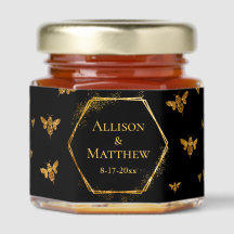 Elegante Bee Patroon Zwart Goud Custom Wedding