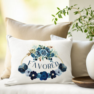Elegante BEFAAMDE Inspiratie Blauwe Bloemenschilde Accent Kussen
