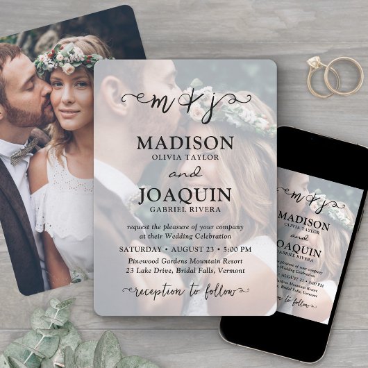 Elegante Beginletters uit Script 2 Foto Eenvoudige Kaart