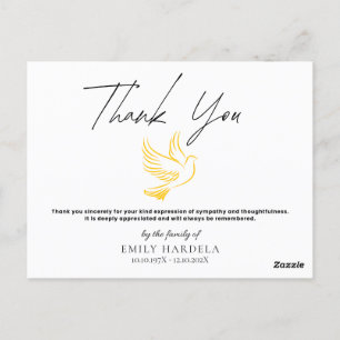 Elegante begrafenis bedankkaart - Gold Dove Briefkaart