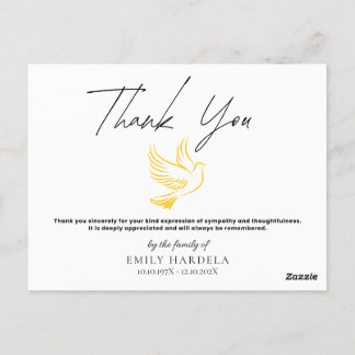 Elegante begrafenis bedankkaart - Gold Dove Briefkaart