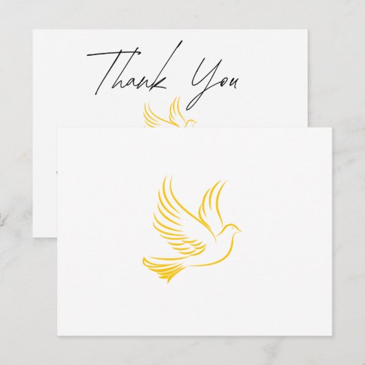 Elegante begrafenis bedankkaart - Gold Dove Briefkaart (Voorkant / Achterkant)
