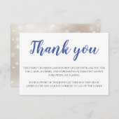 Elegante begrafenis blauw wit dank u bedankkaart (Voorkant / Achterkant)