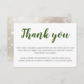 Elegante begrafenis groen en wit dank u bedankkaart (Voorkant / Achterkant)