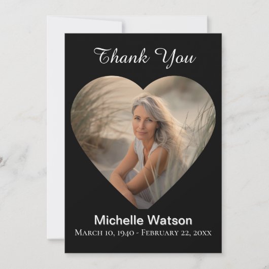 Elegante begrafenis hart foto dank je kaart (Voorkant)