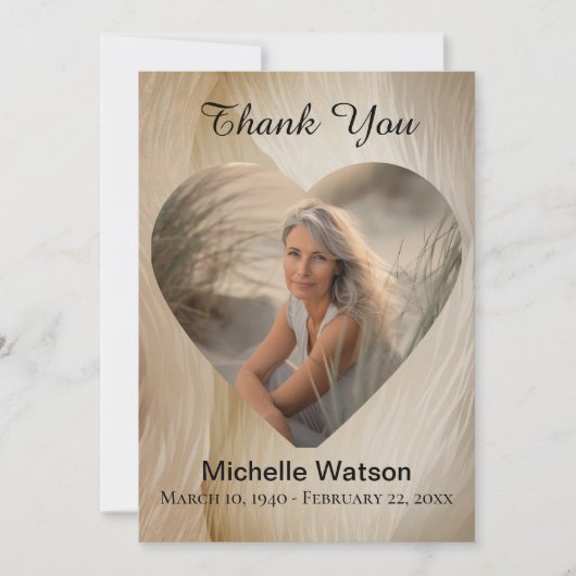 Elegante begrafenis hart foto goud dank u bedankkaart (Voorkant)