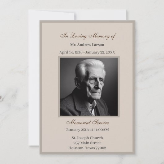 Elegante begrafenis/herdenkingsceremonie kaart (Voorkant)