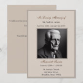 Elegante begrafenis/herdenkingsceremonie kaart (Voorkant / Achterkant)