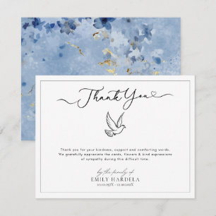 Elegante begrafenis Kaart met Dove Golden Blue Flo
