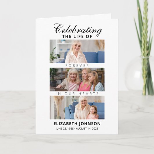 Elegante begrafenis met fotocollage programma (Voorkant)